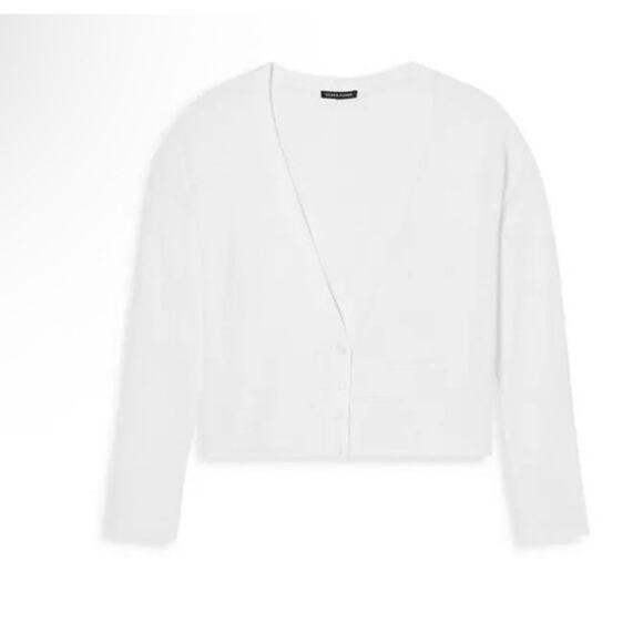 EILEEN FISHER Button Front Cardigan Linen Blend White Size M - Picture 2 of 11